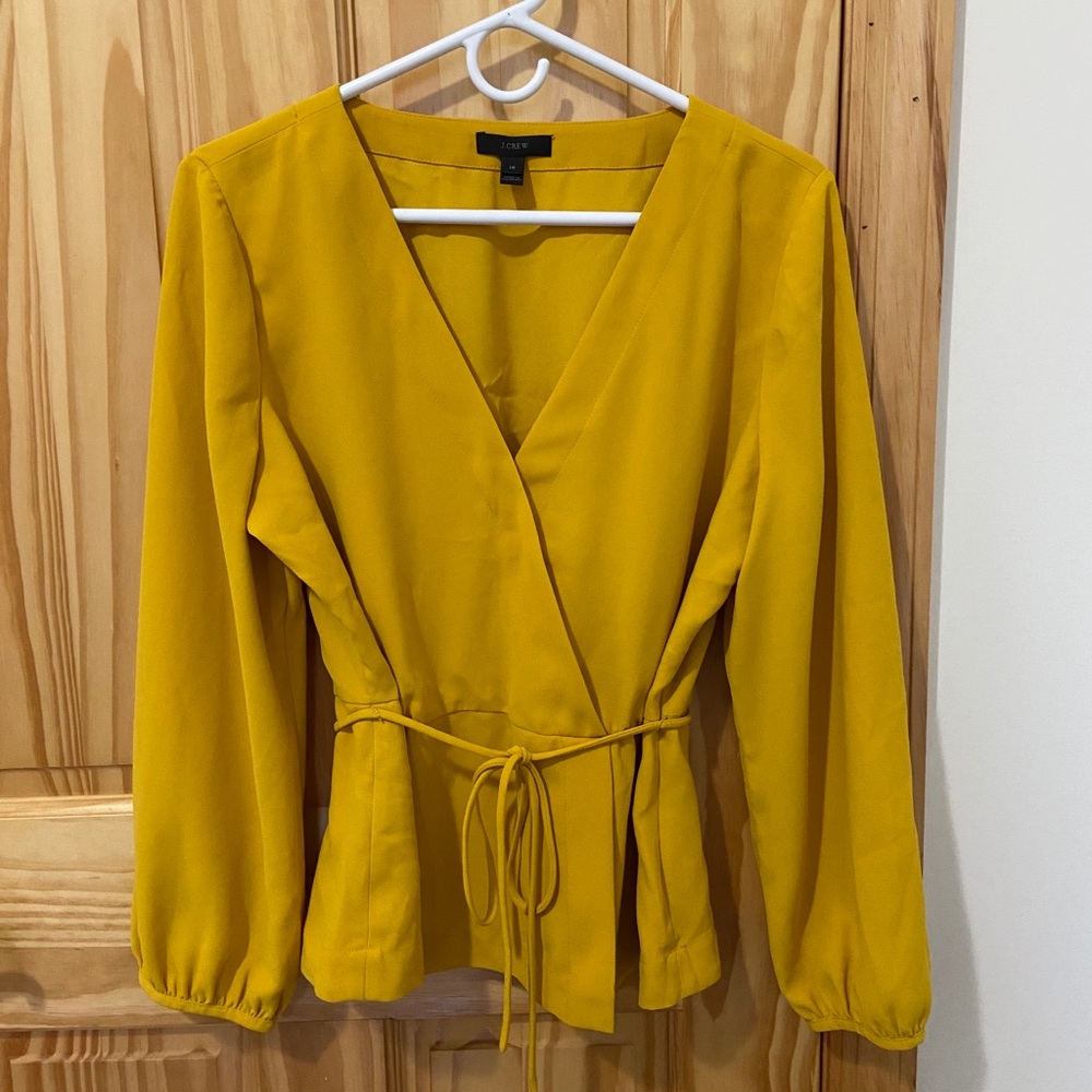 J Crew mustard blouse